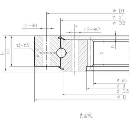 轉(zhuǎn)盤軸承四點(diǎn)型內(nèi)齒式